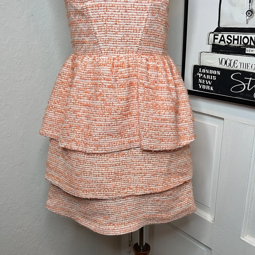 Alice & Olivia Shellyanne Tiered Tweed Mini Dress Size 2 - Picture 6 of 9